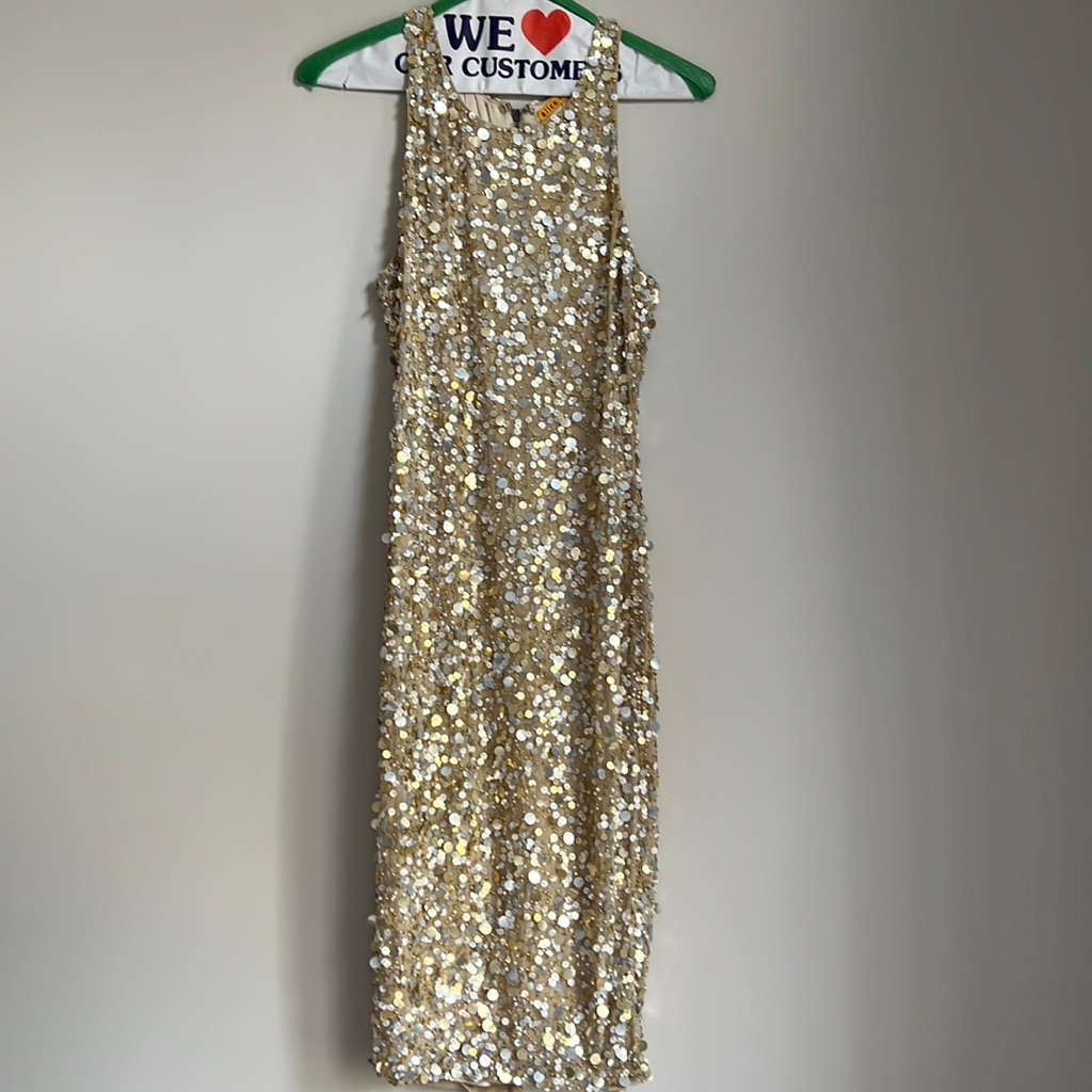 Alice And Olivia, Size S/M, Gold Sequin, Razor Back, High Neck